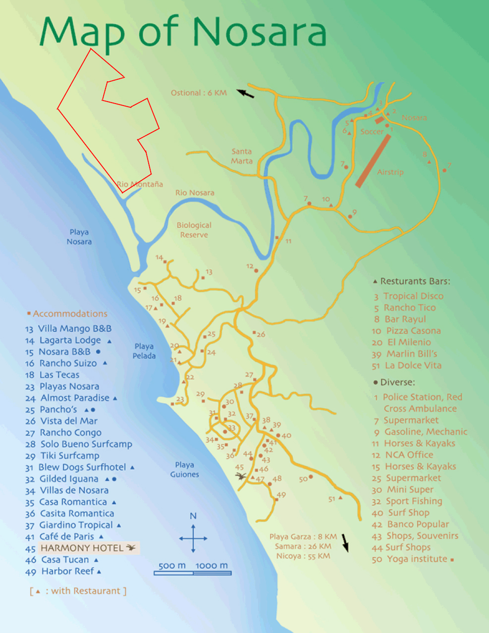 Map of Nosara